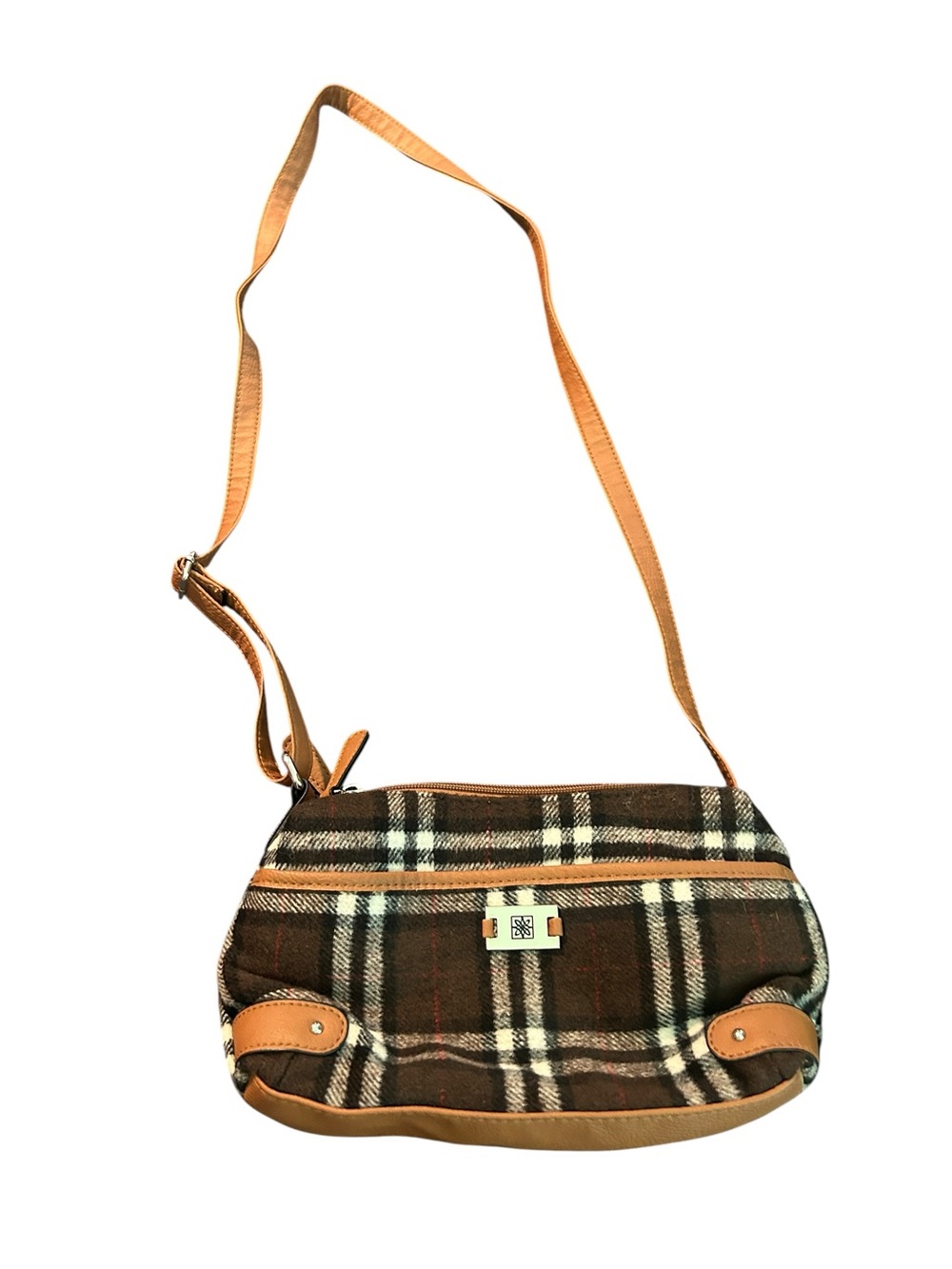 Brown Plaid Crossbody Shoulder Bag - Women